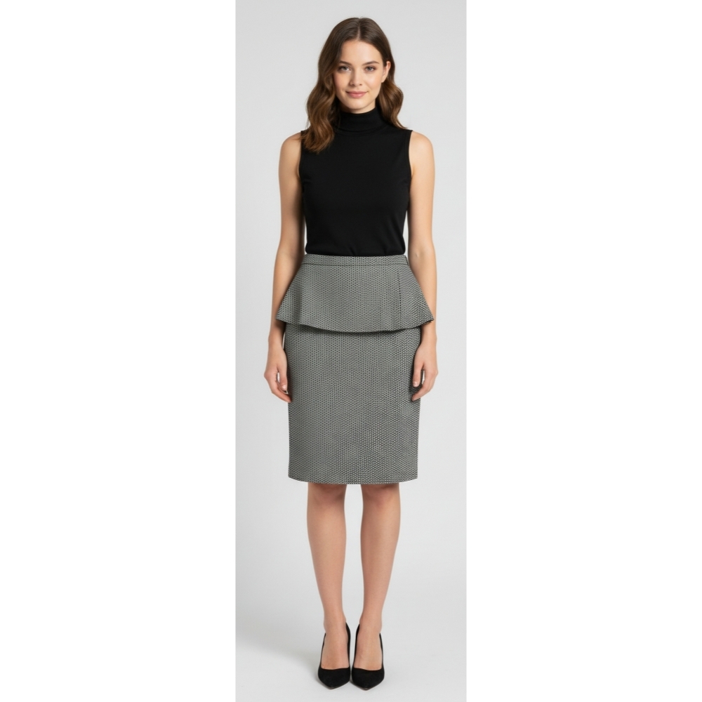 The Limited Houndstooth Peplum Tweed Pencil Skirt